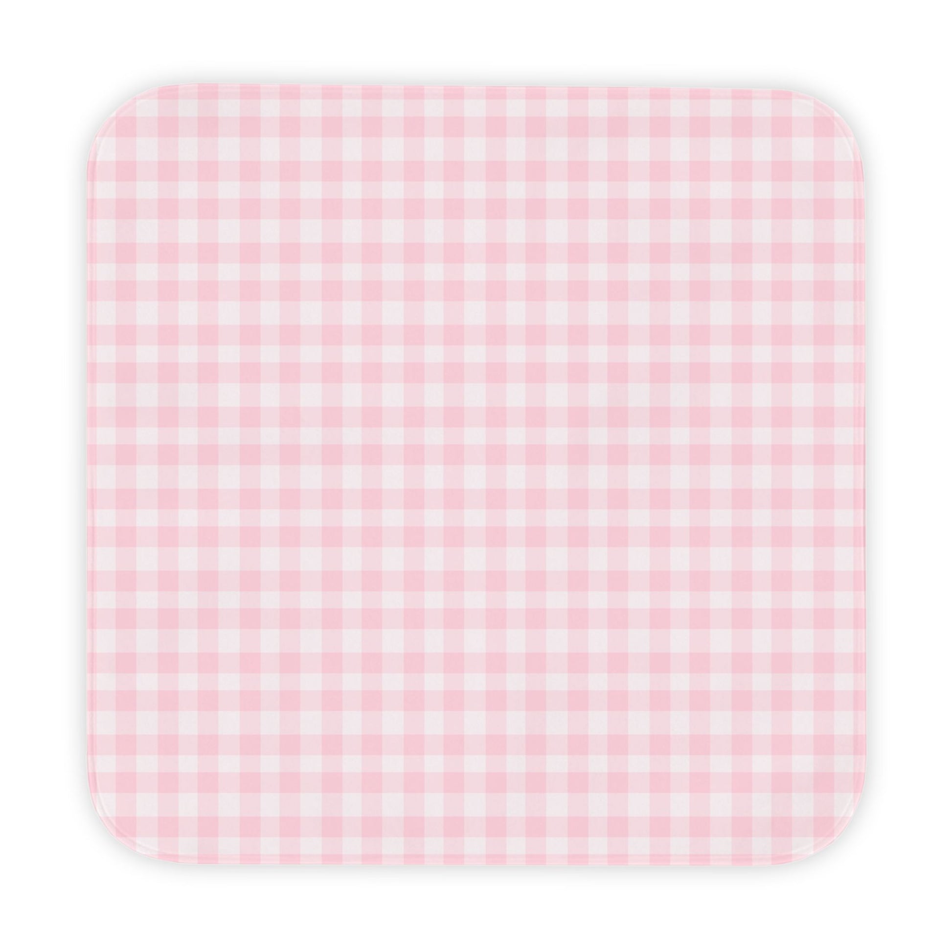 Blush Gingham hooded baby towel wrapped around a baby