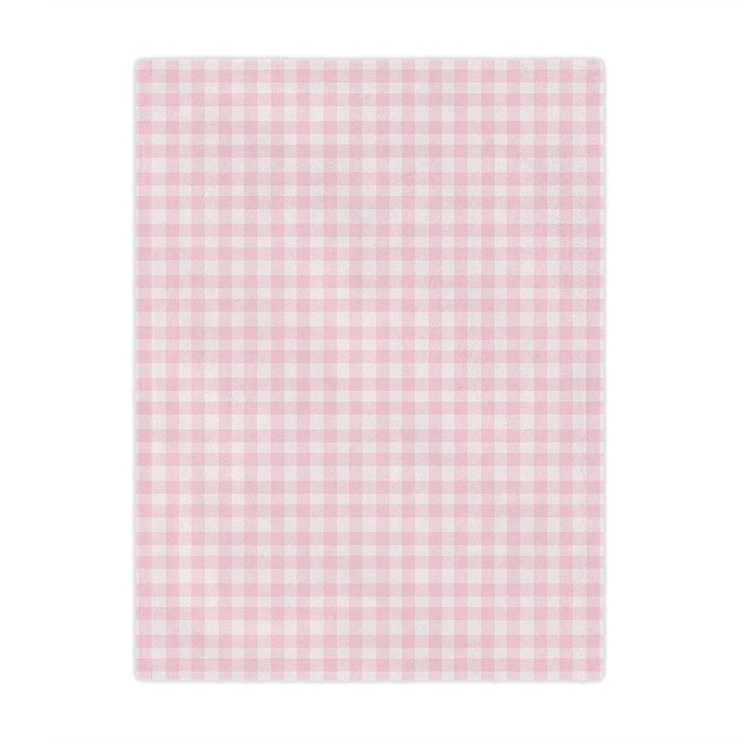 Minky baby blanket in a small pink and white check