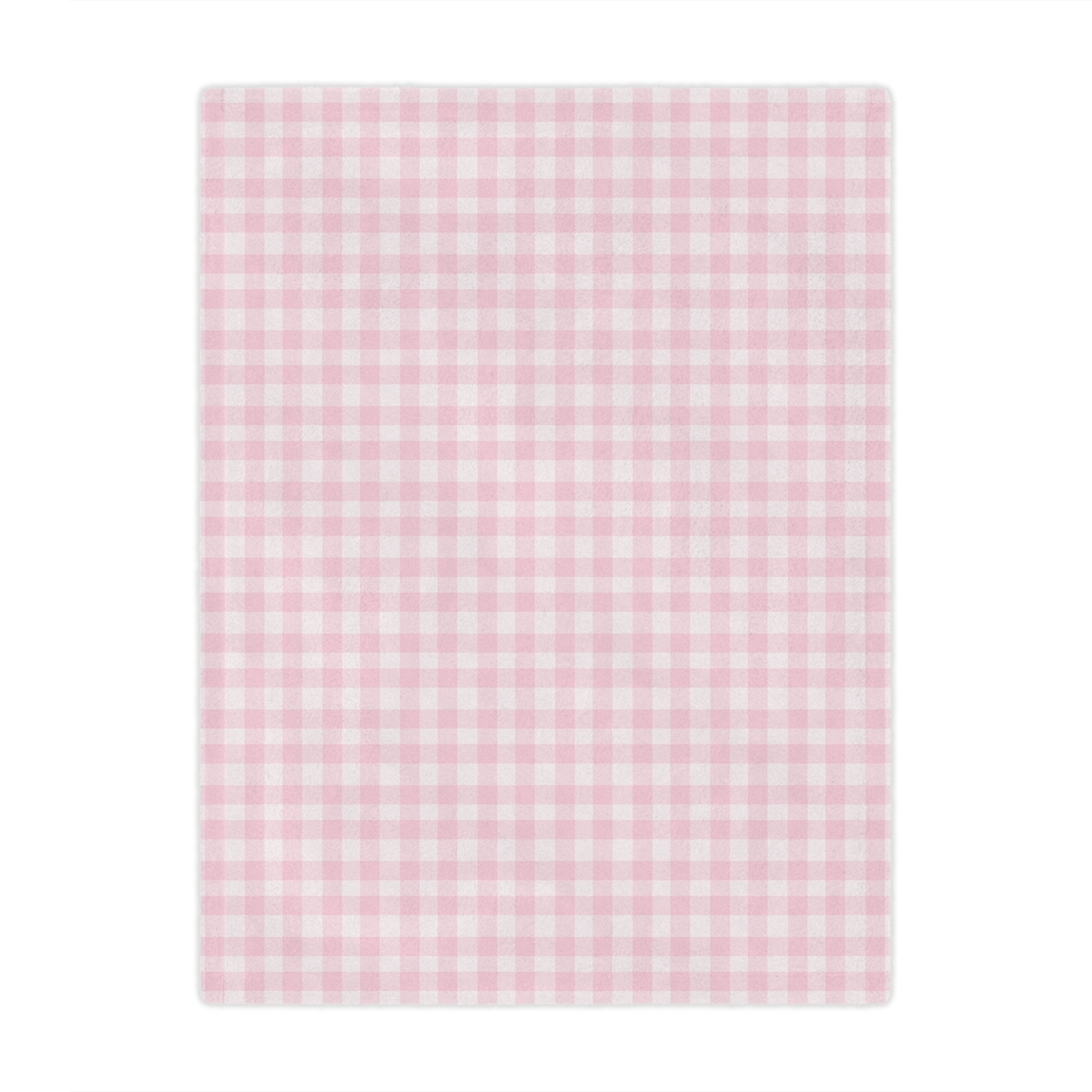 Minky baby blanket in a small pink and white check