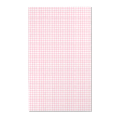 Pink and white gingham check nursery area rug