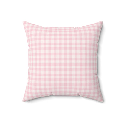Blush Gingham accent pillow in a baby girl's nursery