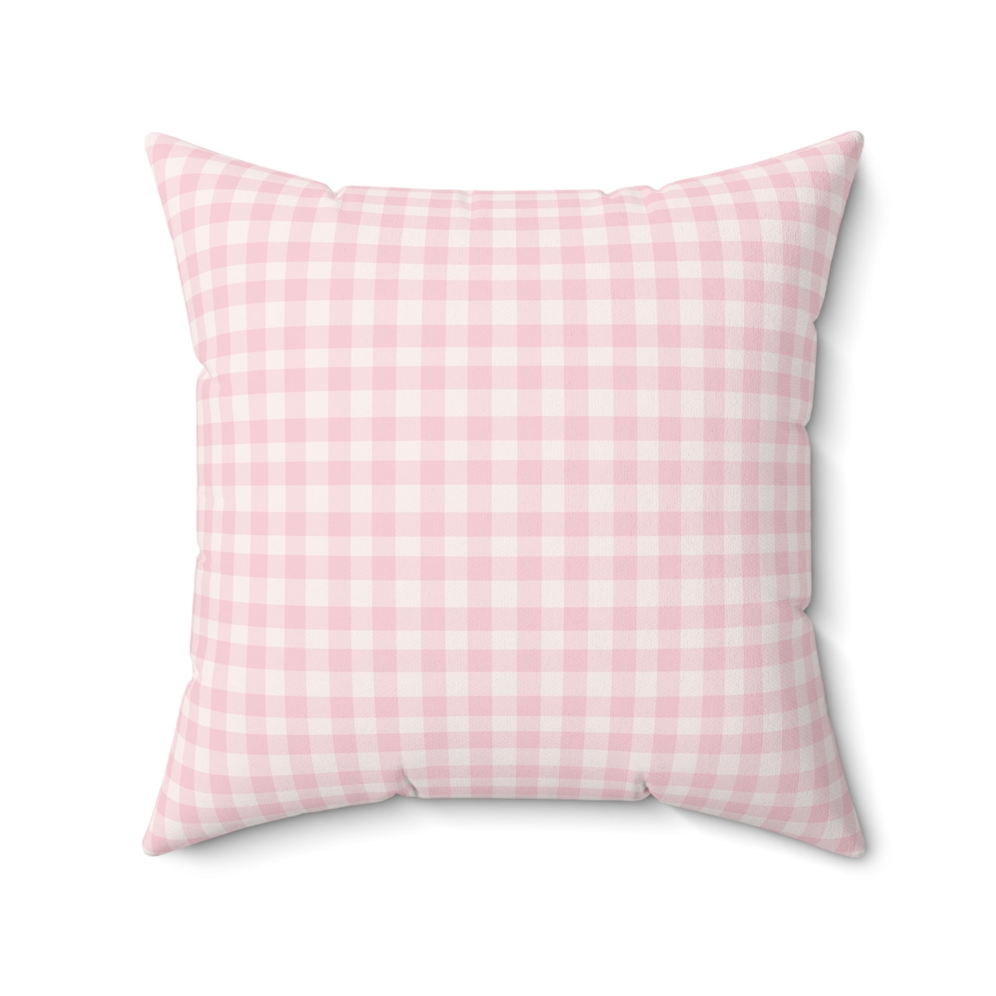Square nursery cushion in pink gingham