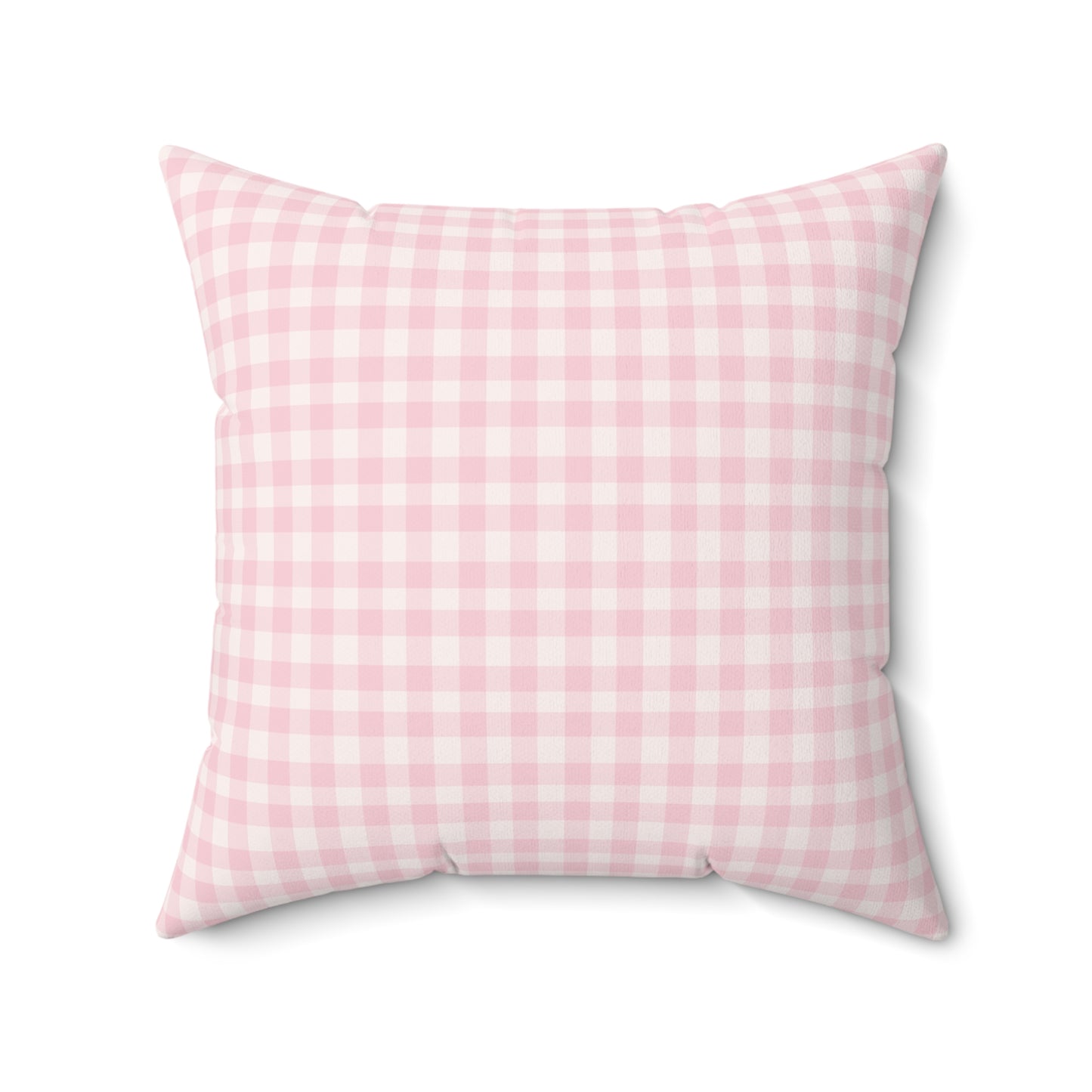 Close detail of the Blush Gingham check on the pillow
