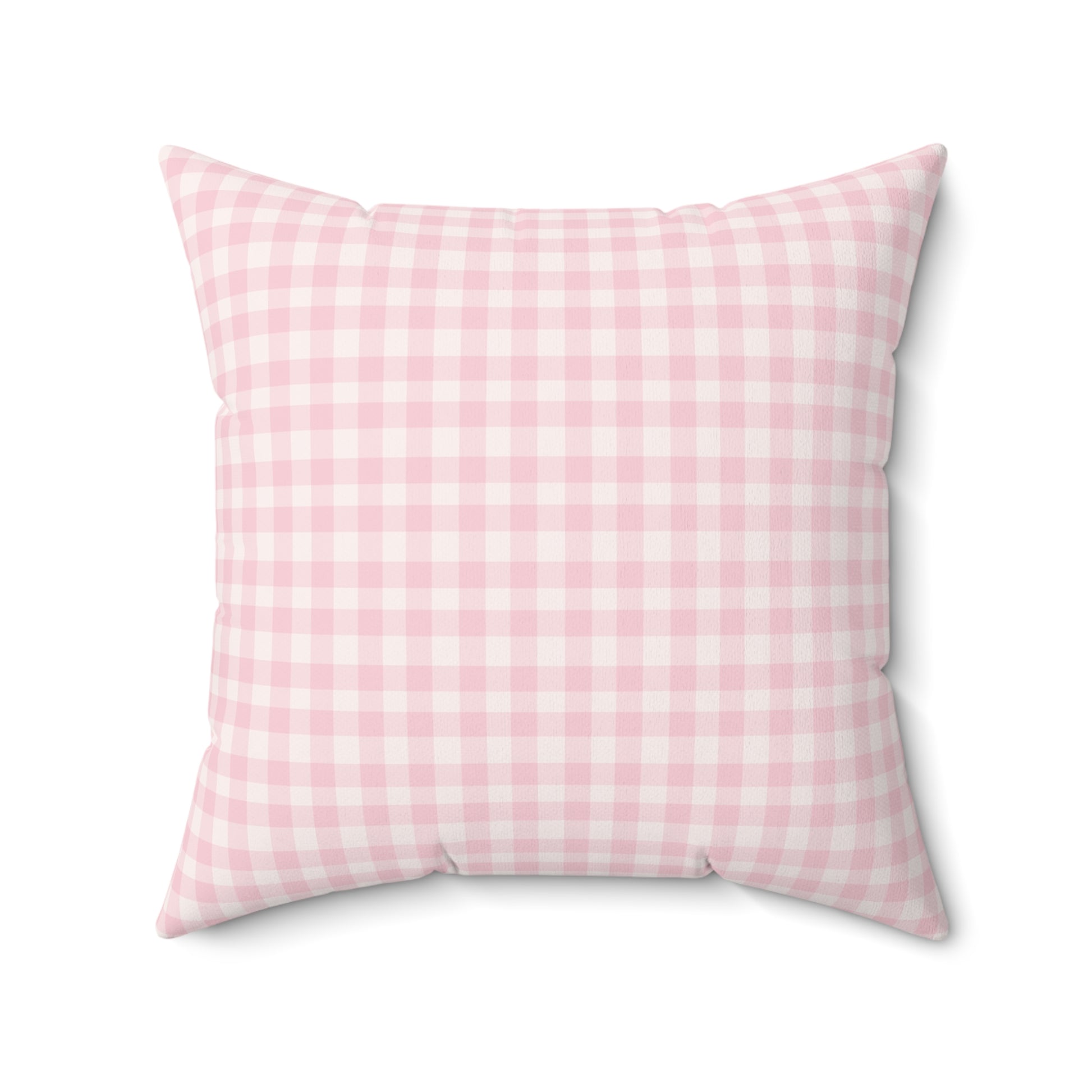 Close detail of the Blush Gingham check on the pillow