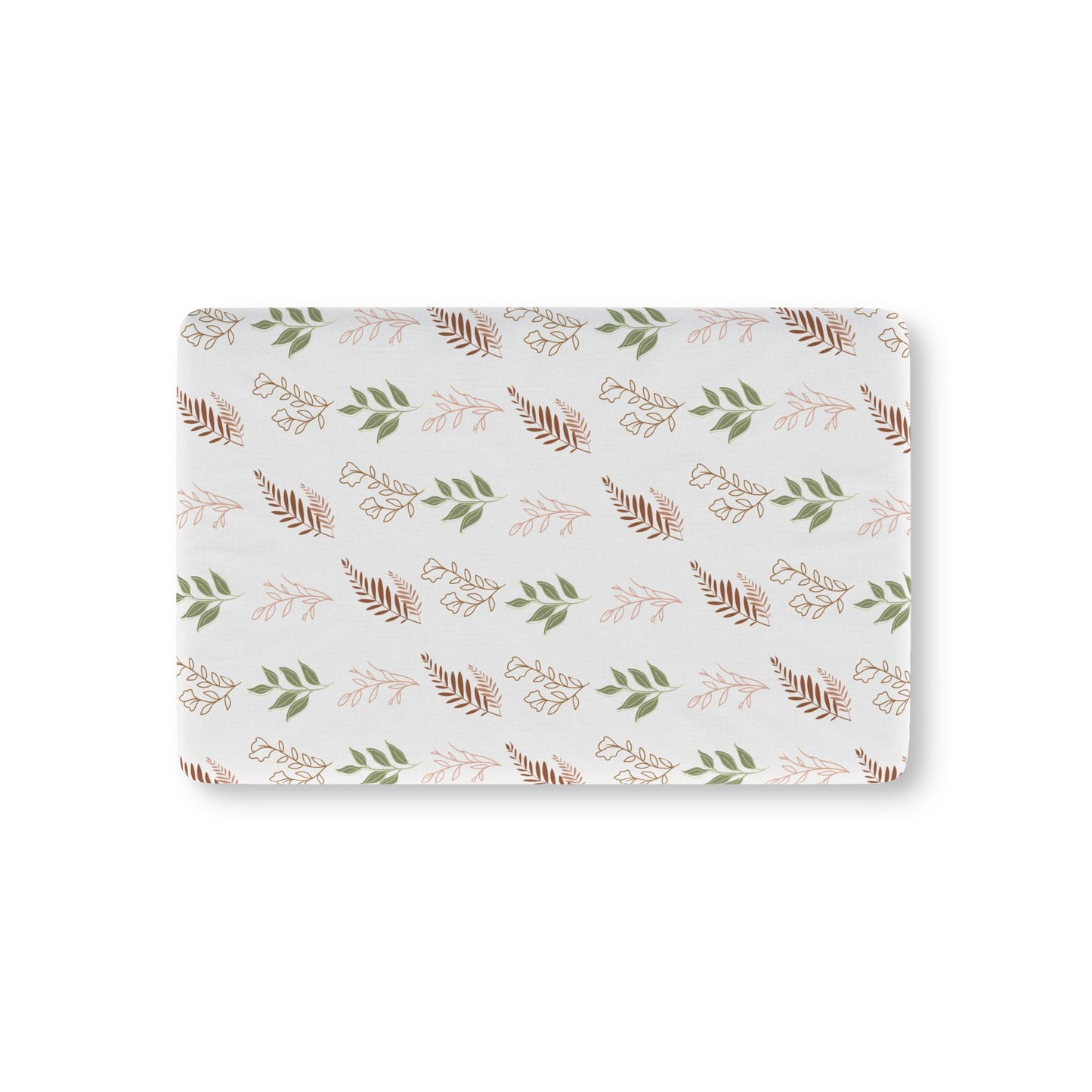 Boho Botanical fitted crib sheet on a nursery crib mattress