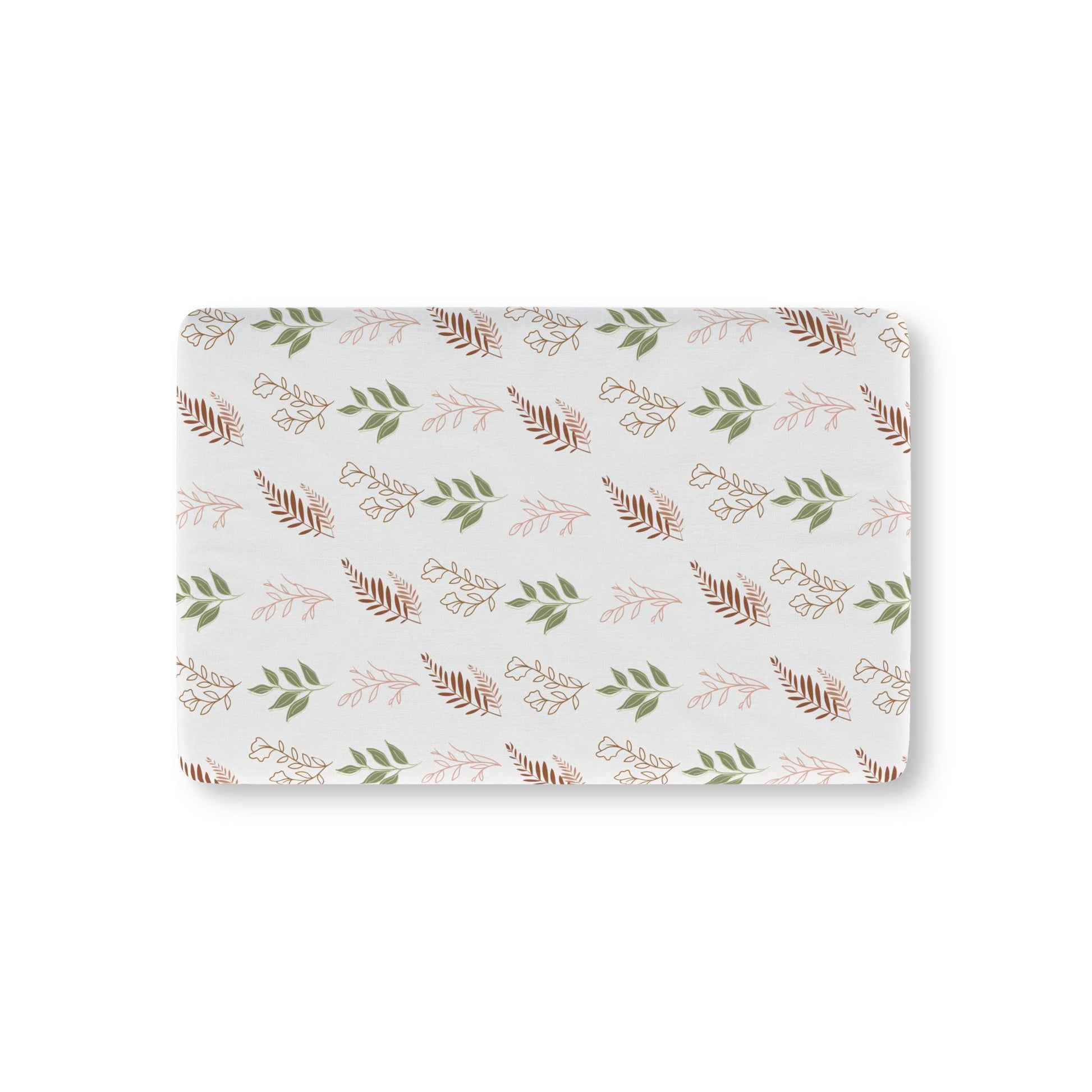 Boho Botanical fitted crib sheet on a nursery crib mattress