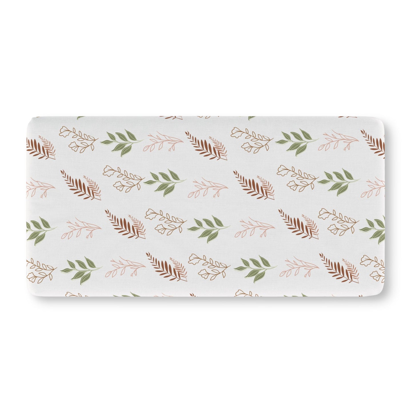 Fitted crib sheet in sage and terracotta botanicals, Boho Botanical print