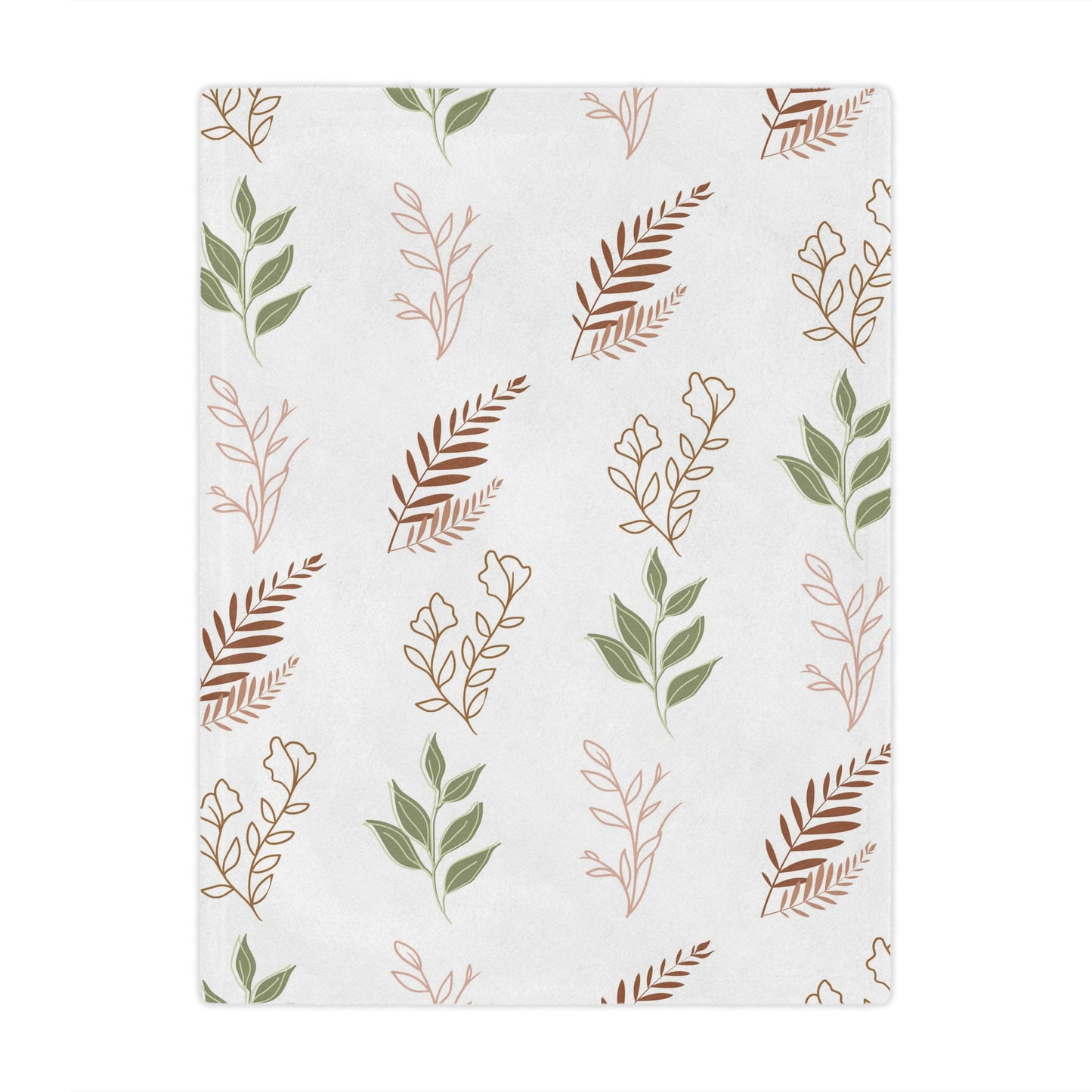 Minky baby blanket in sage, terracotta and blush, Boho Botanical print