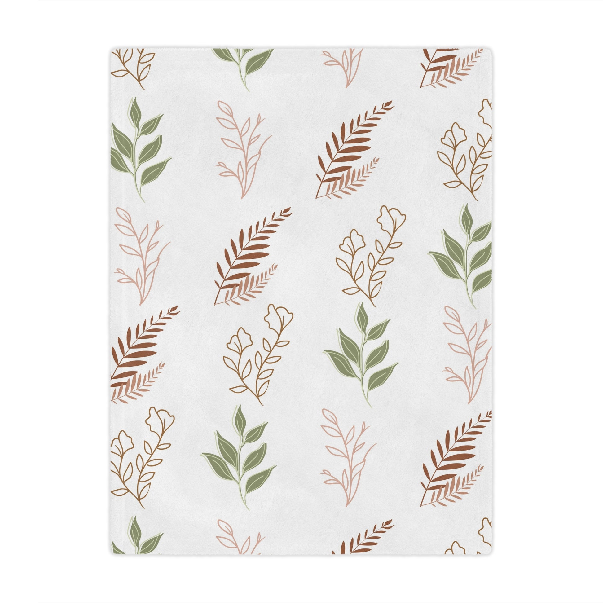 Minky baby blanket in sage, terracotta and blush, Boho Botanical print