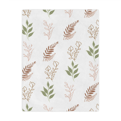 Minky baby blanket in sage, terracotta and blush, Boho Botanical print