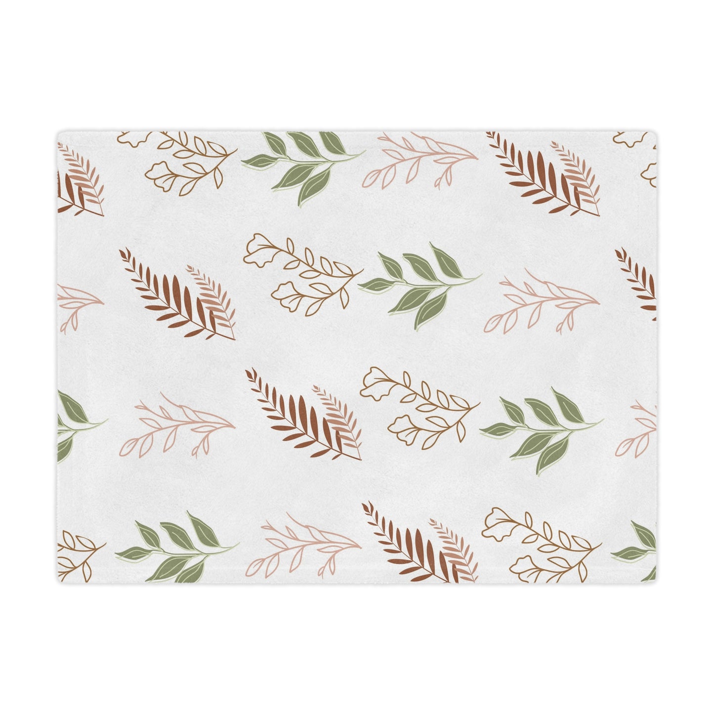 Close detail of the leaf sprig print on the minky baby blanket