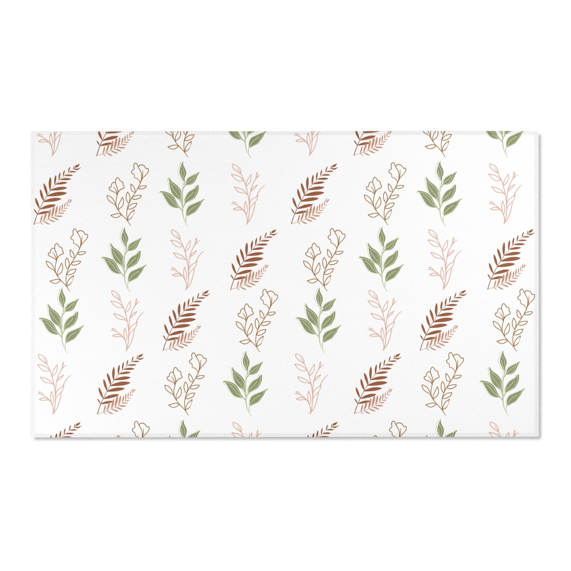 Boho Botanical area rug shown in portrait orientation
