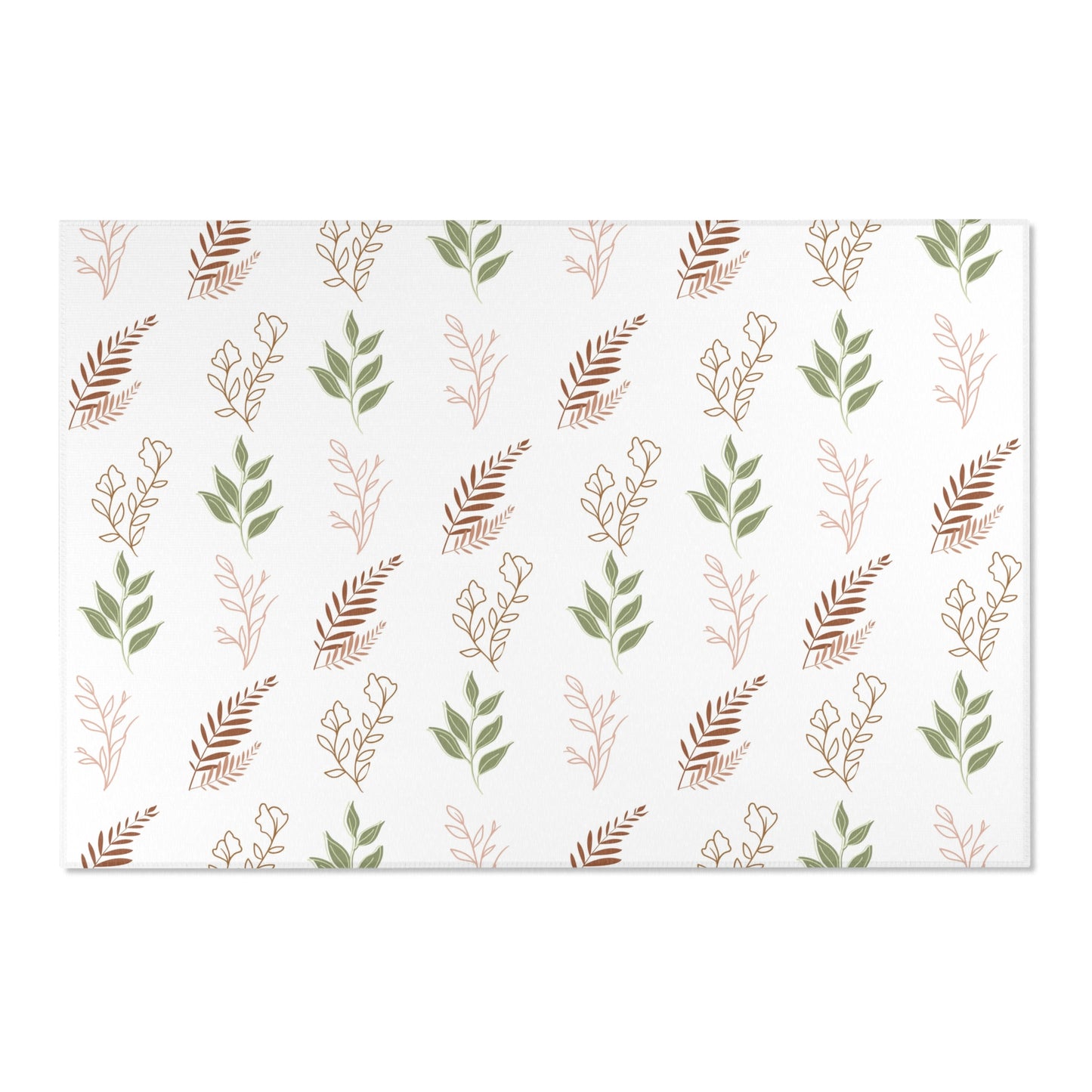 Low pile nursery rug with sage and rust leaf sprigs