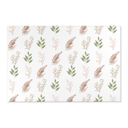 Low pile nursery rug with sage and rust leaf sprigs