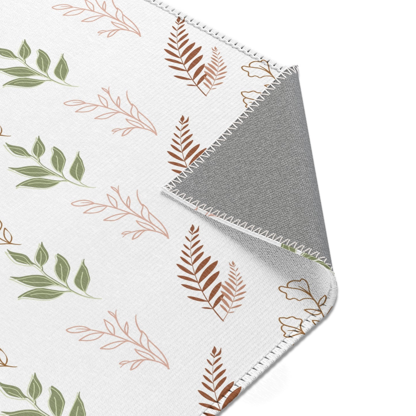 Boho Botanical nursery rug pattern shown flat