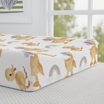Close detail of the duckling print on the changing pad cover