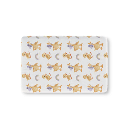 Bonnet Ducklings fitted crib sheet on a nursery crib mattress