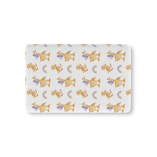 Bonnet Ducklings fitted crib sheet on a nursery crib mattress