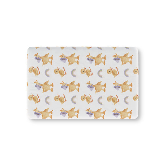 Bonnet Ducklings fitted crib sheet on a nursery crib mattress