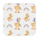 Bonnet Ducklings hooded baby towel wrapped around a baby