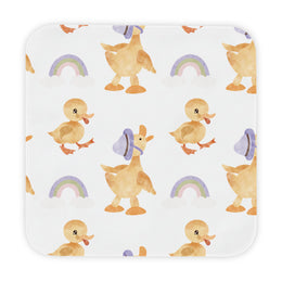 Bonnet Ducklings hooded baby towel wrapped around a baby