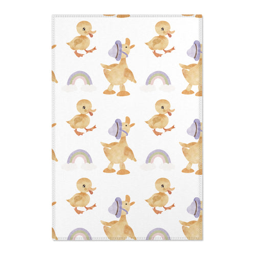 Bonnet Ducklings nursery area rug in a baby room