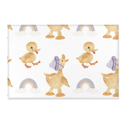 Bonnet Ducklings area rug shown in landscape orientation