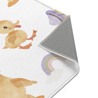 Bonnet Ducklings nursery rug pattern shown flat