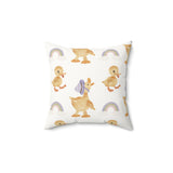 Bonnet Ducklings decorative nursery pillow on a glider chair