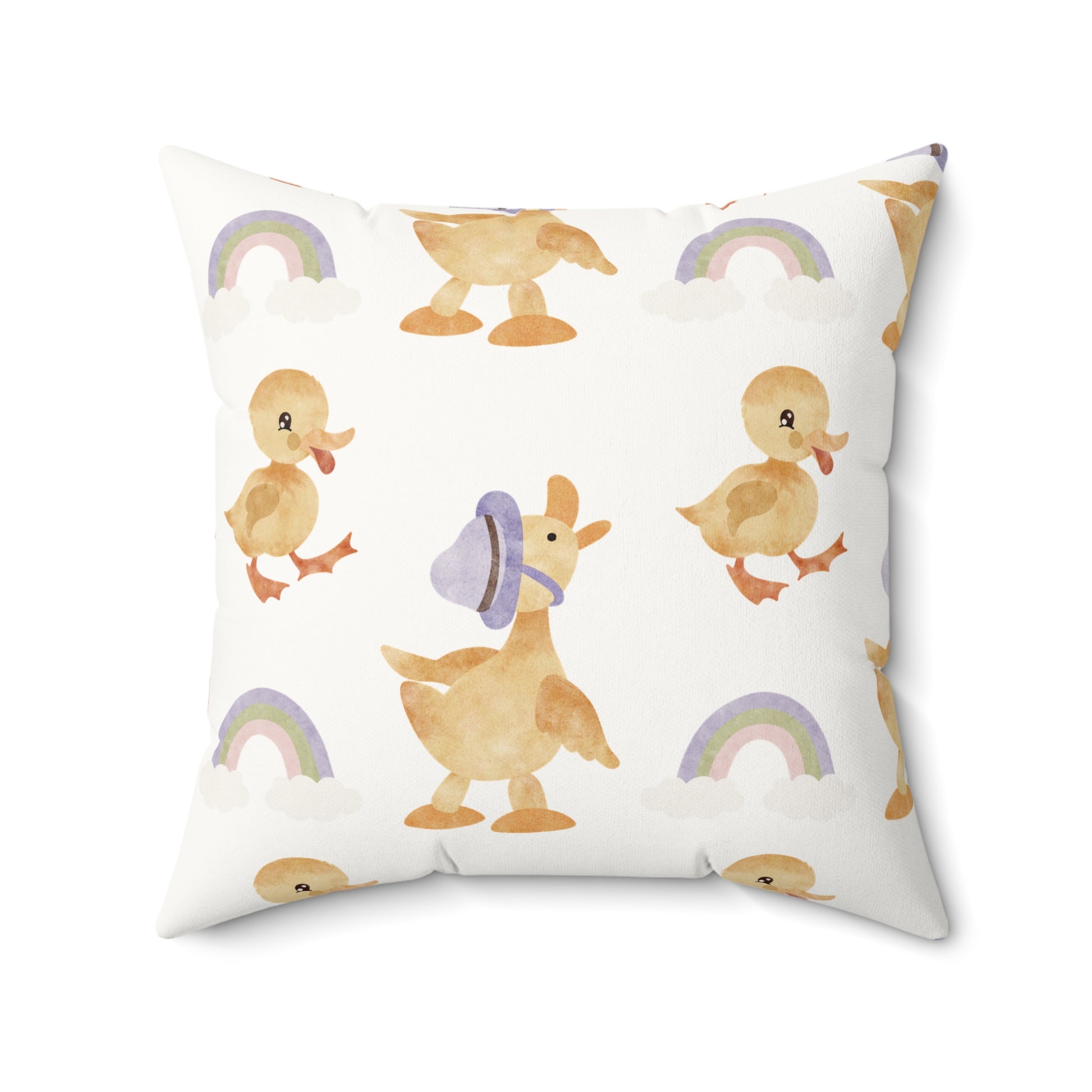 Bonnet Ducklings nursery pillow shown from the front