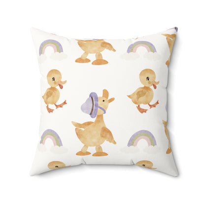 Bonnet Ducklings nursery pillow shown from the front