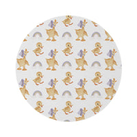Bonnet Ducklings round nursery rug on a baby room floor