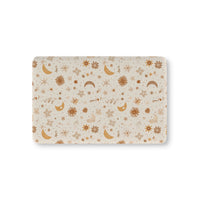 Celestial Bloom fitted crib sheet on a nursery crib mattress