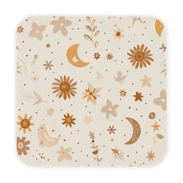 Celestial Bloom hooded baby towel wrapped around a baby