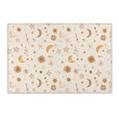 Celestial Bloom area rug shown in landscape orientation