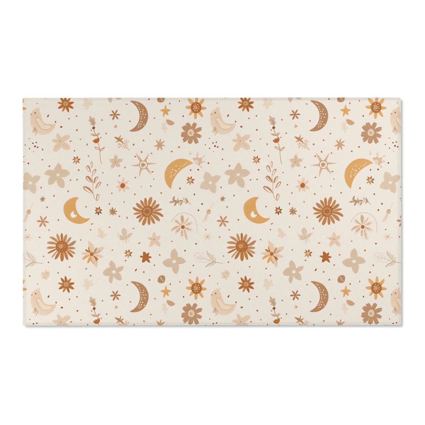 Celestial Bloom area rug shown in portrait orientation