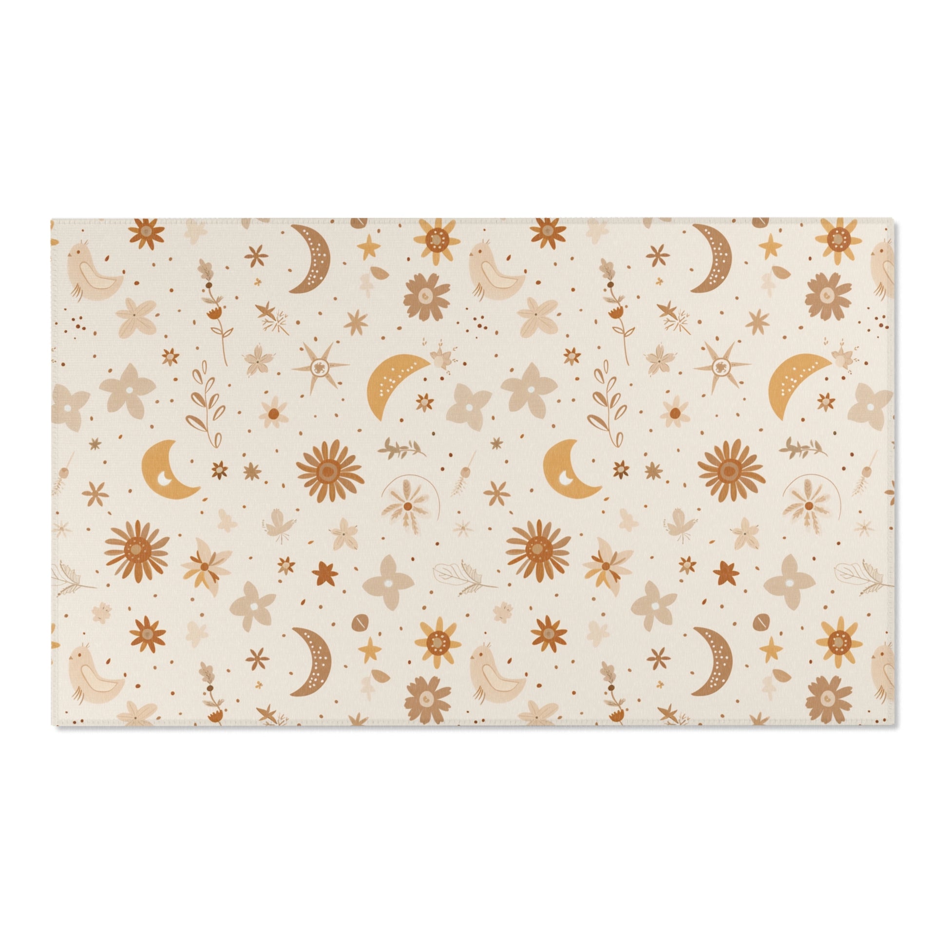 Celestial Bloom area rug shown in portrait orientation
