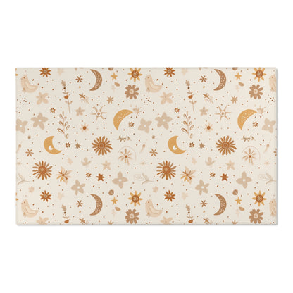 Celestial Bloom area rug shown in portrait orientation