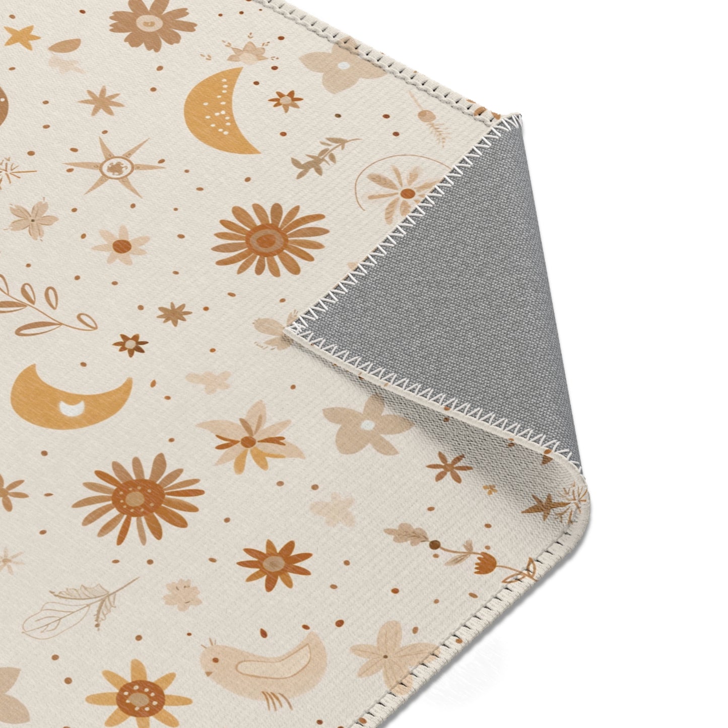 Celestial Bloom nursery rug pattern shown flat