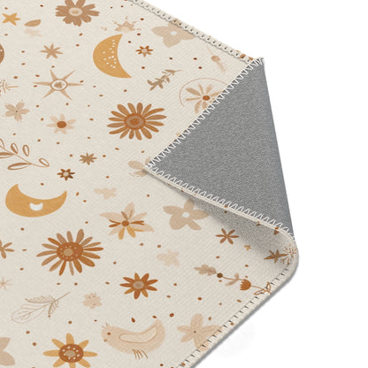 Celestial Bloom nursery rug pattern shown flat