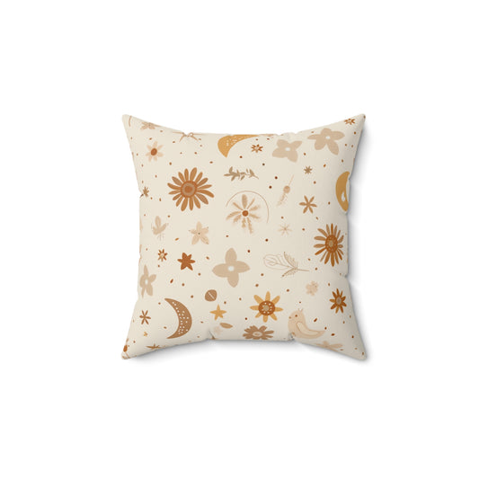 Celestial Bloom decorative nursery pillow on a glider chair