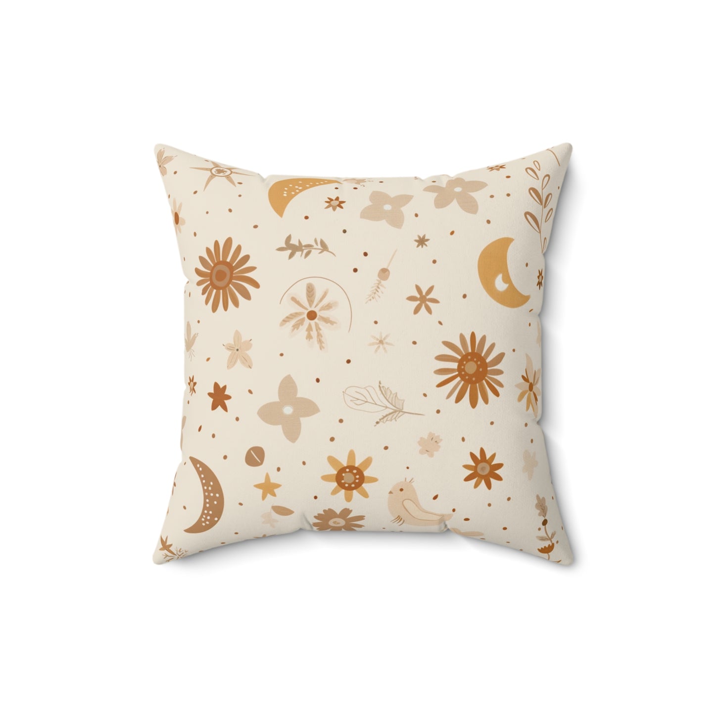 Nursery pillow in gold and rust, Celestial Bloom print
