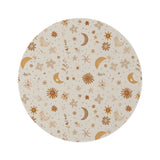 Celestial Bloom round nursery rug on a baby room floor
