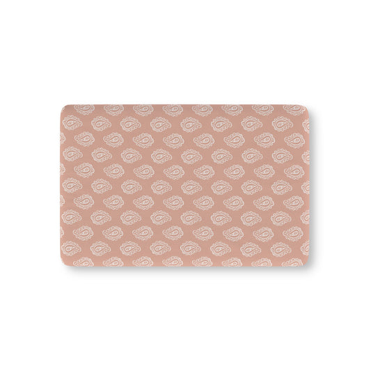 Clay Paisley fitted crib sheet on a nursery crib mattress