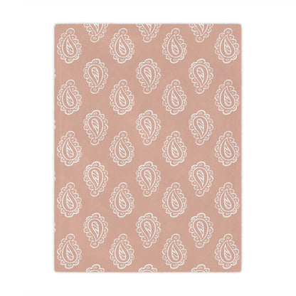Minky baby blanket in rose and cream, Clay Paisley print