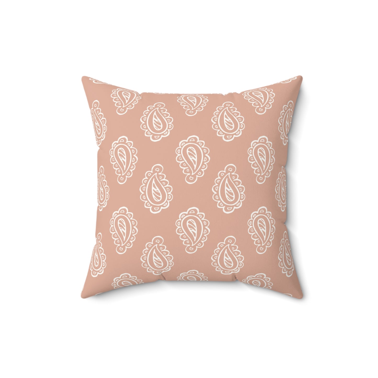 Faux suede nursery pillow in cream paisley on clay rose