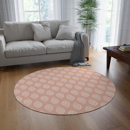 Clay Paisley round rug, 60 inches across, in rose and cream