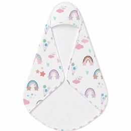 Confetti Rainbows hooded baby towel wrapped around a baby