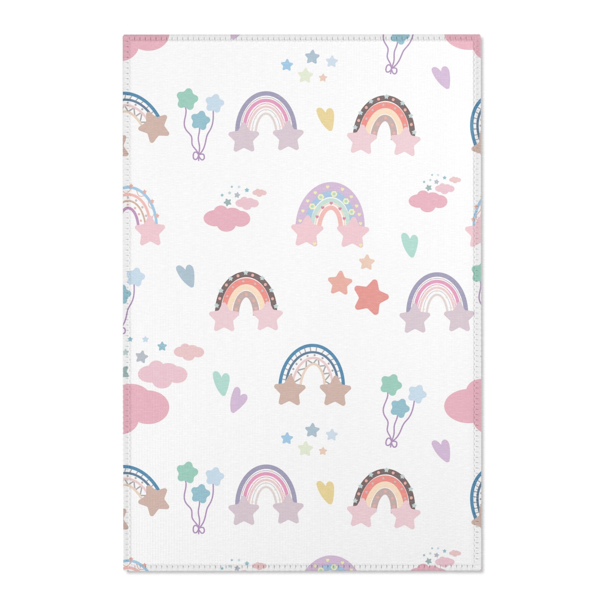 Confetti Rainbows nursery area rug in a baby room