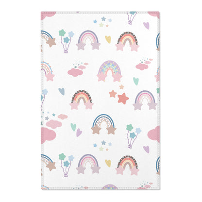 Confetti Rainbows nursery area rug in a baby room